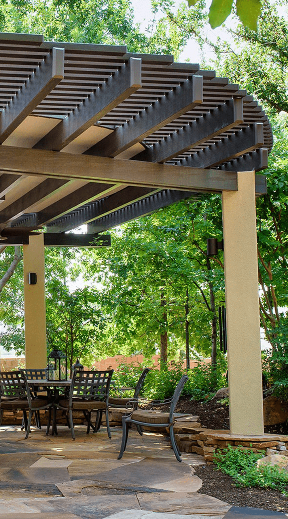 outdoor patio with lattice patio cover